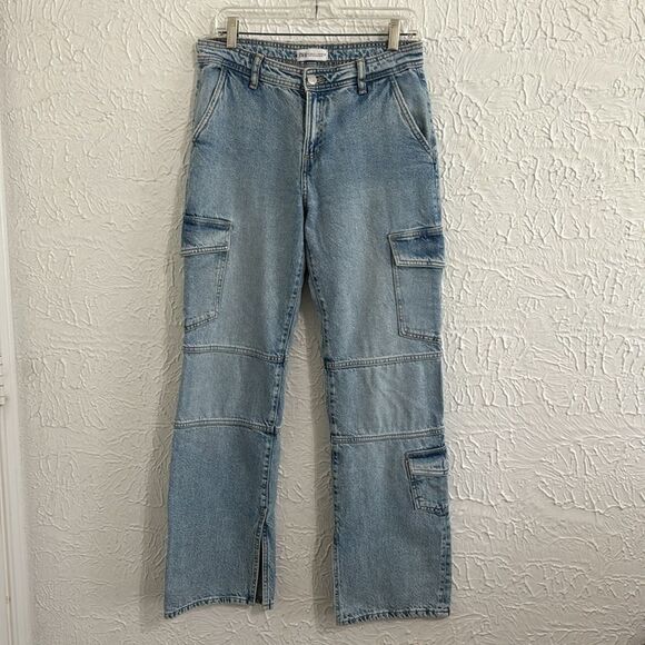 ZARA Split Cargo Mid Rise Jeans SIZE 4 - Picture 5 of 9
